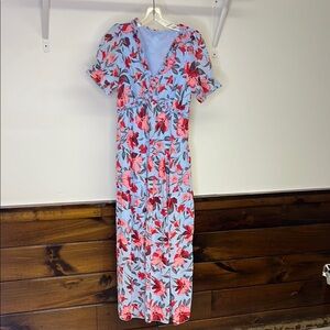 Amazon Floral Print Maxi Dress Blue and Red- Small‎